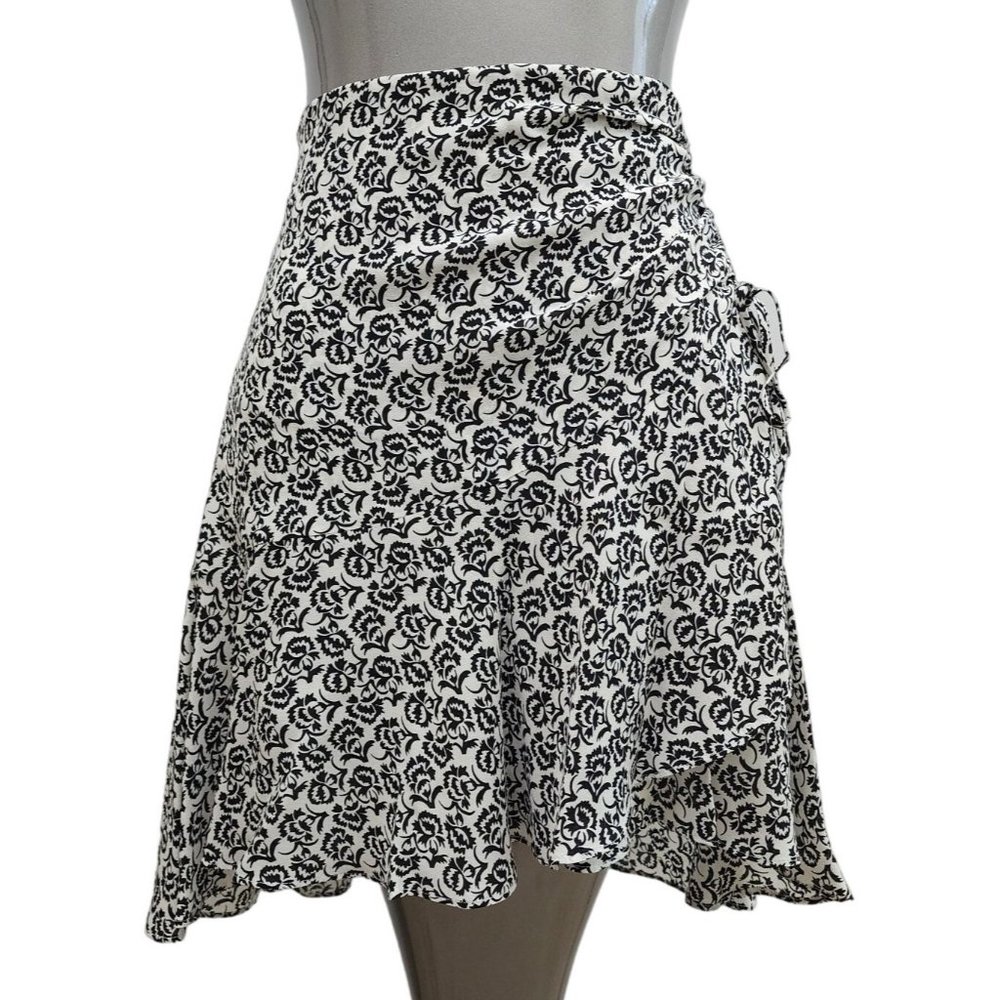 A.L.C. NWT Silk Skirt Black White Flutter Tie ALC 2